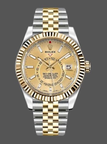Réplica del Rolex Sky-Dweller 326933 para hombre, acero inoxidable, oro amarillo, esfera champán, 42 mm