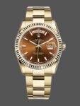 Replica Rolex Day-Date 118238 unisex watch, cognac dial with indexes and 36 mm fluted bezel
