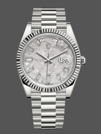 Rolex Day-Date 228239 Men's Watch Replica Meteorite Gray Dial Fluted Bezel 40mm