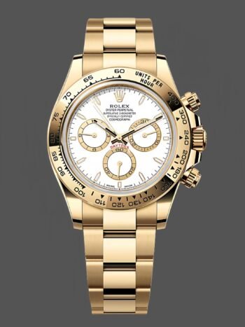 Replica Rolex Daytona 126508 0001 watch in 18K yellow gold with white dial