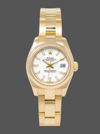 Replica Rolex Datejust 179168 Women's Watch, White Dial with Smooth Vaulted Indexes, 26mm