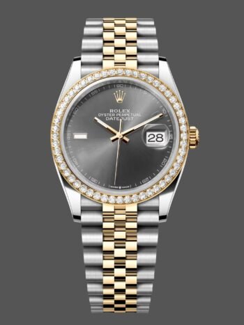 Rolex Datejust 36 Yellow gold and diamonds slate Wimbledon Roman dial m126283rbr 0021