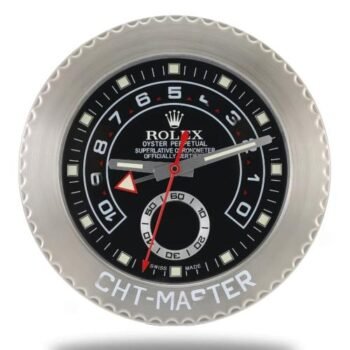 Rolex Yacht Master silver and black wall clock