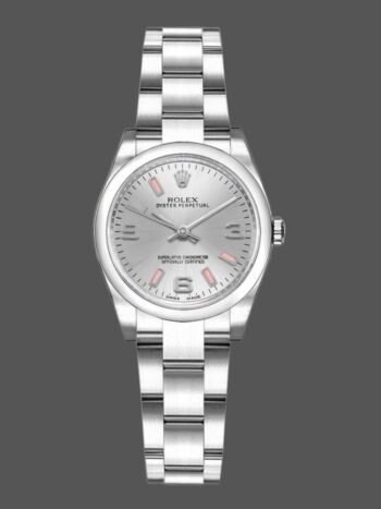 Replica Rolex Oyster Perpetual 176200 Women's Watch Silver Dial Pink Luminous Markers 26mm