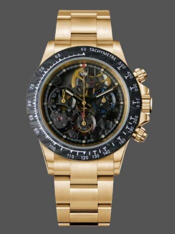 Replica of the Rolex Daytona 116508 Artisans watch by Gen??ve with skeletonized dial and steel case