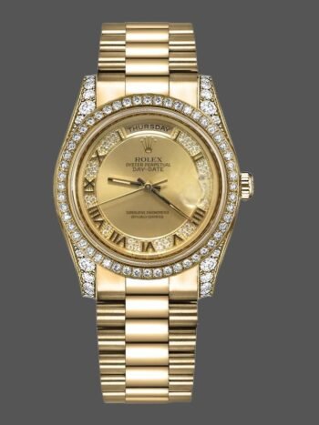 Replica Rolex Day-Date 118388 unisex watch, champagne diamond dial, 36mm yellow gold