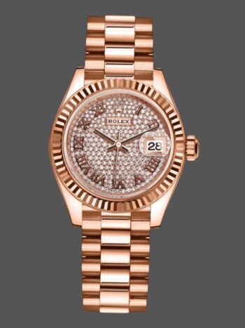 Replica Rolex Datejust 279175 Women's Watch, Diamond Pav?? Dial and Fluted Bezel, 28mm