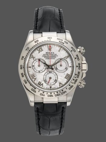 Rolex Daytona 116519 Men's Watch Replica Black Leather Strap Meteorite Dial 40mm