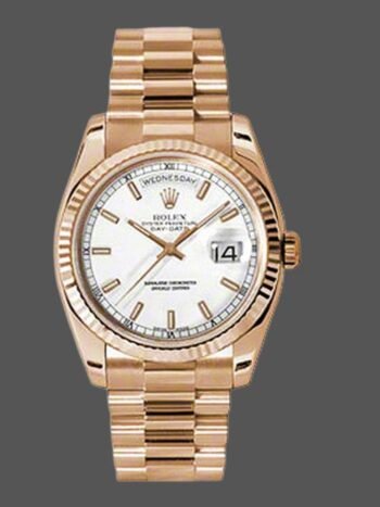 Rolex Day-Date 118235 replica, white dial, 36 mm, unisex