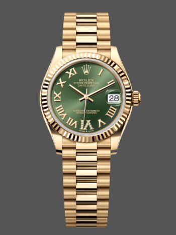 Rolex Datejust 31 Yellow Gold Green Dial m278278 0030 Women's Watch
