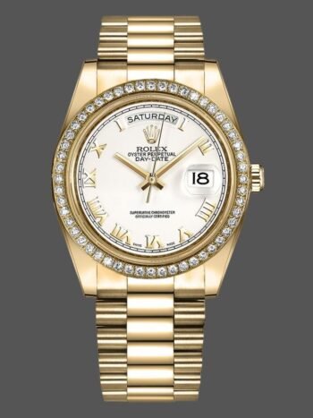 Rolex Day-Date 218348 Men's Watch Replica White Roman Dial 41mm