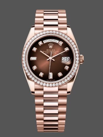Replica Rolex Day-Date 128345RBR unisex, ombre brown dial, 36mm Everose gold