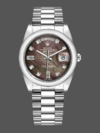 Replica Rolex Day Date 118206 unisex watch with 36mm black mother-of-pearl dial