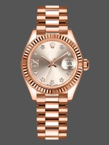 Replica Rolex Datejust 279175 for women, Sundust diamond dial with fluted bezel, 28 mm