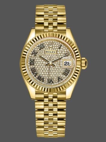 Replica Rolex Datejust 279178 Women's Watch, Diamond Pav?? Dial, 28mm Yellow Gold