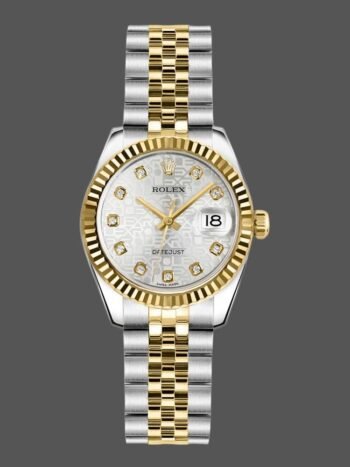Rolex Datejust 179173 Silver Jubilee Women's Watch Replica Diamond Dial Fluted Bezel 26mm