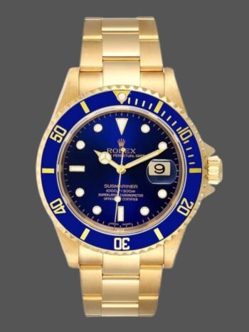 Réplica del Rolex Submariner 16618 para hombre, oro amarillo, esfera azul, 40 mm