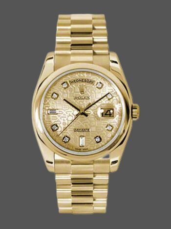 Replica Rolex Day-Date 118208 Champagne Jubilee Dial 36 mm unisex watch