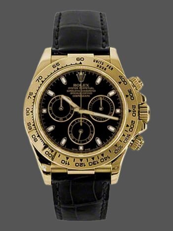 Replica Rolex Cosmograph Daytona 116518 for Men, Black Leather Strap, 40mm