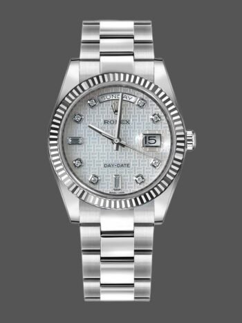 Replica of the unisex Rolex Day-Date 118239 watch with 36 mm mother-of-pearl white dial