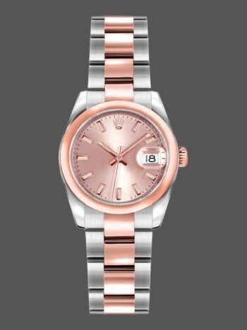 Replica Rolex Datejust 179161 Women's Watch, Stainless Steel and Everose Gold, Pink Dial with Indexes, 26mm