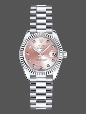 Rolex Datejust 179179 Women's Watch Replica Pink Diamond Dial Fluted Bezel 26mm