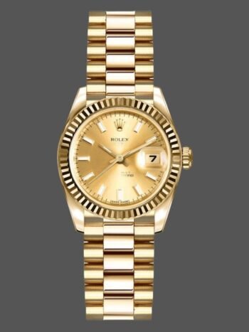 Replica Rolex Datejust 179178 women's watch, champagne index dial, 26mm yellow gold