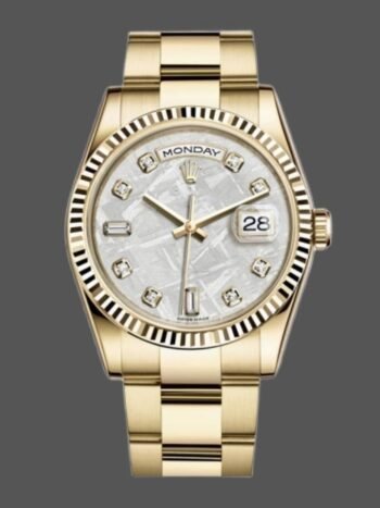 Replica of the unisex Rolex Day-Date 118238 watch with meteorite dial and 36 mm diamonds