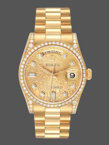 Replica Rolex Day-Date 118388 Unisex Watch, Yellow Gold, Champagne Diamond Dial, 36mm