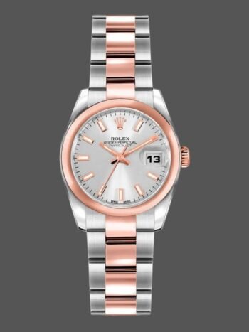 Rolex Datejust 179161 Women's Watch Replica Stainless Steel Everose Gold Silver Dial with Indexes 26mm