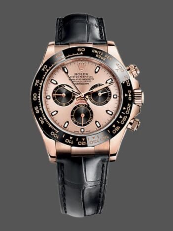 Réplica del reloj Rolex Cosmograph Daytona 116515LN para hombre, correa de piel, esfera negra y rosa, 40 mm