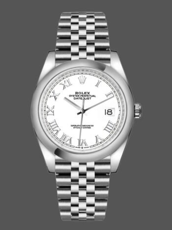 Replica Rolex Datejust 126200 unisex stainless steel watch with 36mm white Roman dial