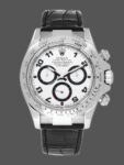Replica Rolex Daytona 116519 Men's Watch, Black Alligator Leather Strap, White Dial, 40mm