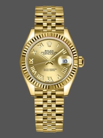 Replica Rolex Datejust 279178 Women's Watch, Champagne Roman Dial, 28mm Yellow Gold