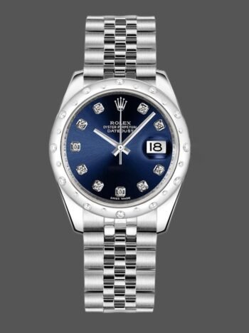 Replica Rolex Datejust 178344 women's watch with blue diamond dial and 31mm Jubilee bracelet