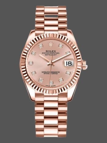Rolex Datejust 178275 Women's Rose Gold Pink Diamond Dial Replica Watch 31mm