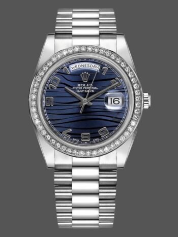 Rolex Day-Date 218349 Wave Replica Blue Dial 41mm Men's