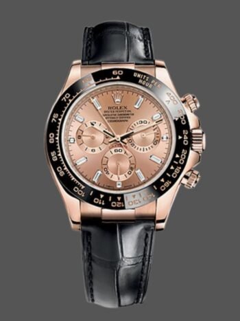 Réplica del reloj Rolex Cosmograph Daytona 116515LN para hombre, correa de piel, esfera rosa, 40 mm