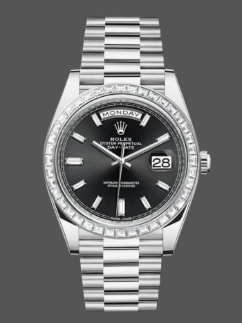 Rolex Day-Date 228396TBR 0024 Replica Men's Black Dial Diamond Bezel 40mm