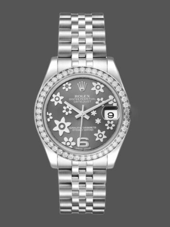 Rolex Datejust 178384 Women's Replica Watch Stainless Steel Floral Dial Diamonds 31mm