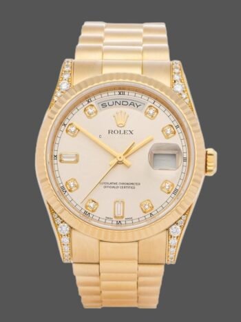 Replica Rolex Day-Date 118338 unisex watch, yellow gold, silver dial, 36 mm