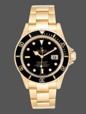 Réplica del Rolex Submariner 16618 para hombre, oro amarillo, esfera negra, 40 mm