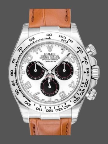 Rolex Daytona 116519 Men's Watch Replica Panda Dial Brown Leather Strap 40mm