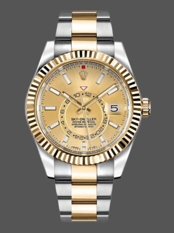 Réplica del Rolex Sky-Dweller 326933 para hombre, esfera color champán, acero inoxidable, 42 mm