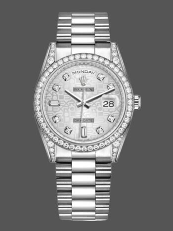 Replica Rolex Day-Date 118389 Silver Jubilee unisex watch with 36mm diamond dial