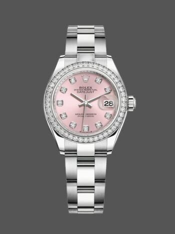 Replica Rolex Datejust 279384RBR PDO 28mm Women's Watch with Pink Diamond Dial and Oyster Bracelet