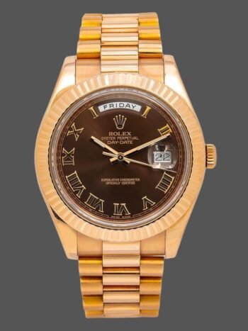 Rolex Day-Date 218235 Replica Men's Chocolate Brown Dial Rose Gold 41mm