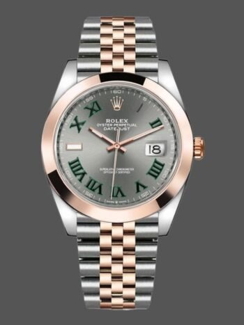 Réplica del reloj Rolex Datejust 126301 para hombre, esfera Wimbledon, oro rosa y gris pizarra, 41 mm