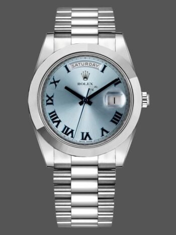 Rolex Day-Date 218206 Replica Men's Ice Blue Dial Platinum 41mm
