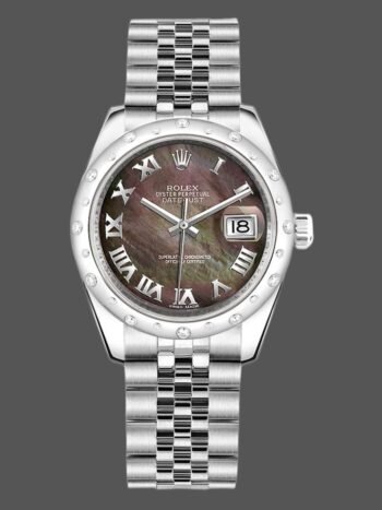 Replica Rolex Datejust 178344 Women's Watch, 31mm Roman Dial, Mother of Pearl Black